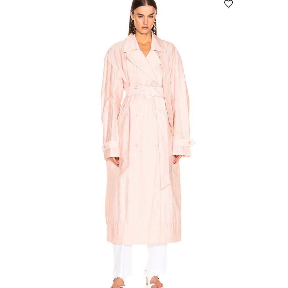 Tibi M Spring Trench Windbreaker Blush Coat Double Breasted Belted Long Jacket